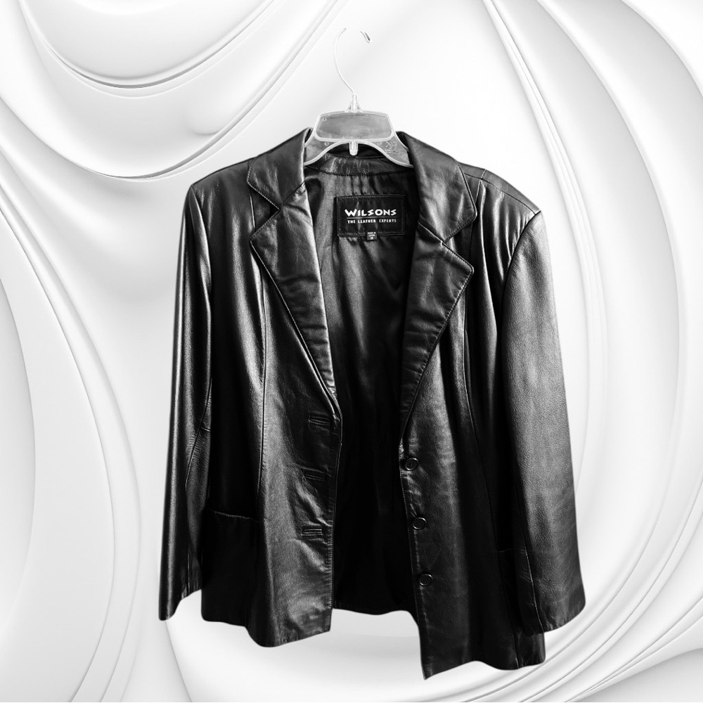 Wilson Black Leather Jacket Tailored Fit